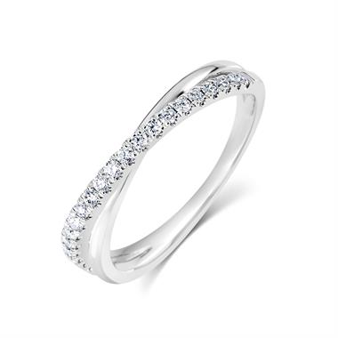 Platinum Crossover Design Diamond Dress Ring 0.20ct thumbnail 