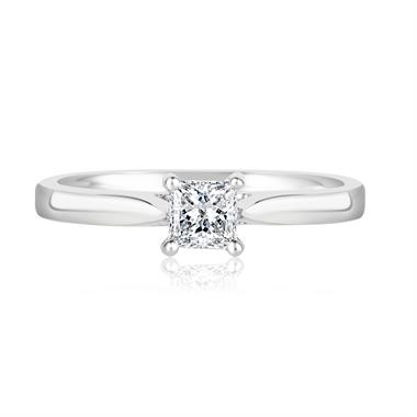 Platinum Classic Design Princess Cut Diamond Solitaire Engagement Ring 0.33ct thumbnail