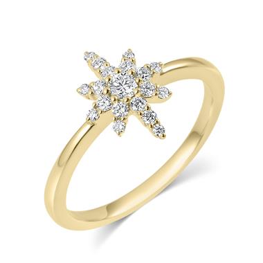 18ct Yellow Gold Star Design Diamond Dress Ring thumbnail