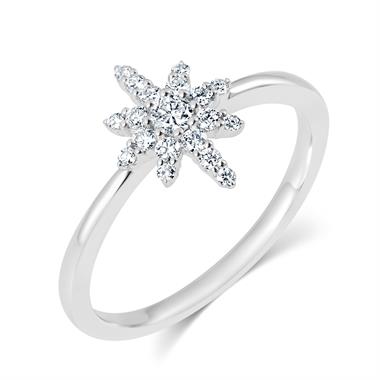 18ct White Gold Star Design Diamond Dress Ring thumbnail 