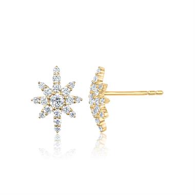 18ct Yellow Gold Star Design Diamond Stud Earrings thumbnail