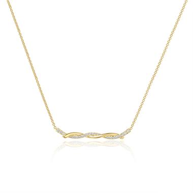 18ct Yellow Gold Plaited Design Diamond Necklace 0.18ct thumbnail