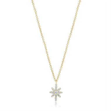 18ct Yellow Gold Star Design Diamond Necklace 0.23ct thumbnail 