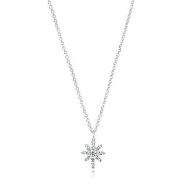 18ct White Gold Star Design Diamond Necklace 0.23ct thumbnail 