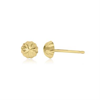 18ct Yellow Gold Diamond-cut Dome Stud Earrings thumbnail