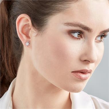 18ct White Gold Star Design Diamond Stud Earrings thumbnail