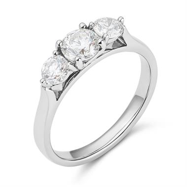 Platinum Diamond Three Stone Engagement Ring 0.90ct thumbnail 