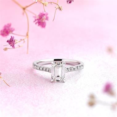 Platinum Emerald Cut Diamond Solitaire Engagement Ring 1.53ct thumbnail