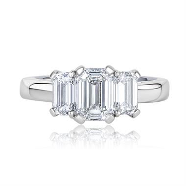 Platinum Emerald Cut Diamond Three Stone Engagement Ring 1.83ct thumbnail