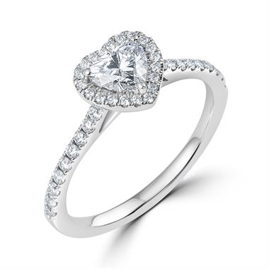 Platinum Heart Shape Diamond Halo Engagement Ring 0.85ct thumbnail