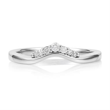 Platinum Diamond Set Shaped Wedding Ring 0.09ct thumbnail