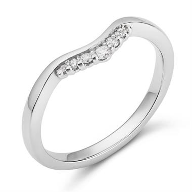 Platinum Diamond Set Shaped Wedding Ring 0.09ct thumbnail 