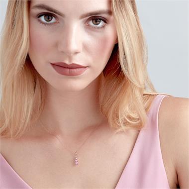 Bonbon 18ct Rose Gold Pink Sapphire and Diamond Pendant thumbnail