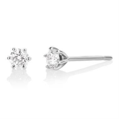 18ct White Gold Diamond Solitaire Stud Earrings 0.30ct thumbnail 