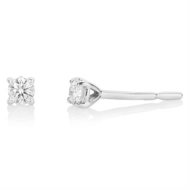 18ct White Gold Diamond Solitaire Stud Earrings 0.20ct thumbnail 