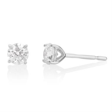 18ct White Gold Diamond Solitaire Stud Earrings 0.80ct thumbnail 