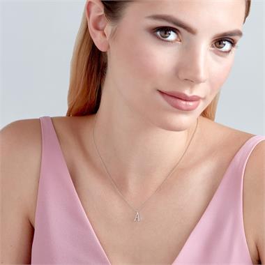 18ct White Gold Diamond Initial Necklace S thumbnail