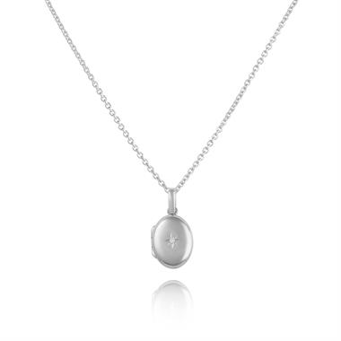 18ct White Gold Diamond Locket thumbnail