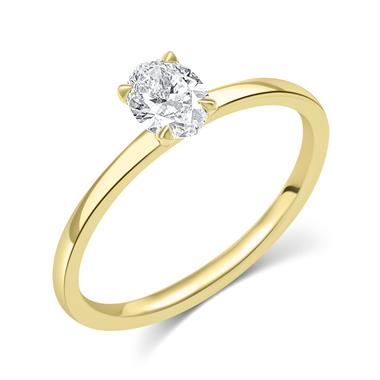 18ct Yellow Gold Oval Cut Diamond Solitaire Engagement Ring 0.50ct thumbnail 