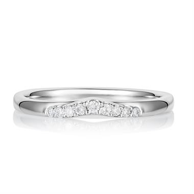 Platinum Diamond Set Shaped Wedding Ring 0.10ct thumbnail
