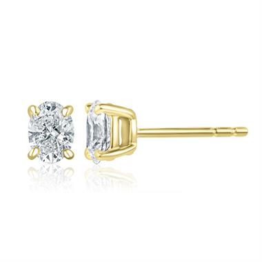 18ct Yellow Gold Solitaire Oval Cut Diamond Earrings 0.80ct thumbnail 