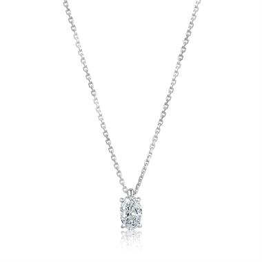18ct White Gold Oval Diamond Solitaire Necklace 0.30ct thumbnail