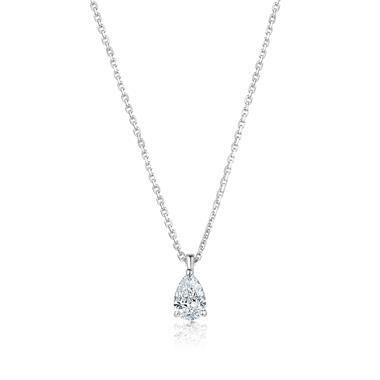 18ct White Gold Pear Diamond Solitaire Necklace 0.30ct thumbnail 