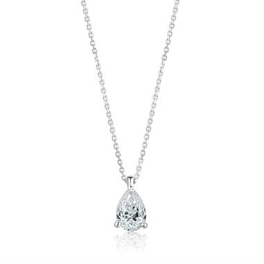 18ct White Gold Pear Diamond Solitaire Necklace 0.70ct thumbnail 