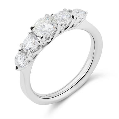 Platinum Five Stone Diamond Engagement Ring 1.25ct thumbnail 