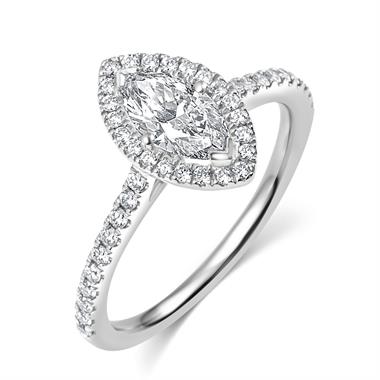 Platinum Marquise Cut Diamond Halo Engagement Ring 1.10ct thumbnail