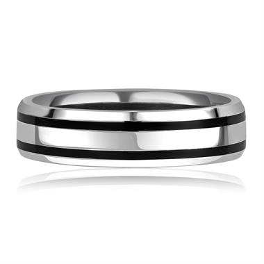 Black Zirconium and Platinum Lined Wedding Ring thumbnail