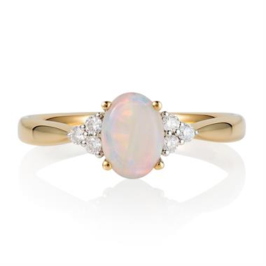 18ct Yellow Gold Opal and Diamond Dress Ring thumbnail