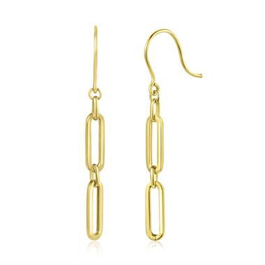 18ct Yellow Gold Paperlink Drop Earrings thumbnail