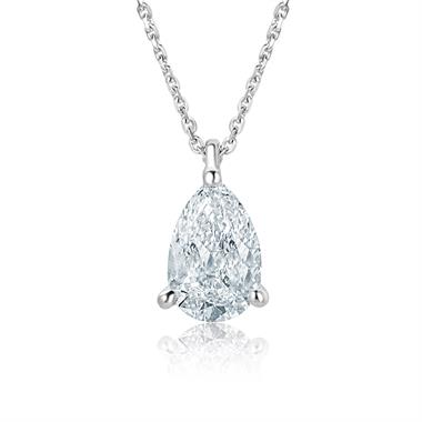 18ct White Gold Pear Diamond Solitaire Necklace 1.00ct thumbnail 