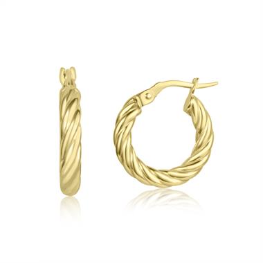 18ct Yellow Gold Twist Hoop Earrings 16mm thumbnail