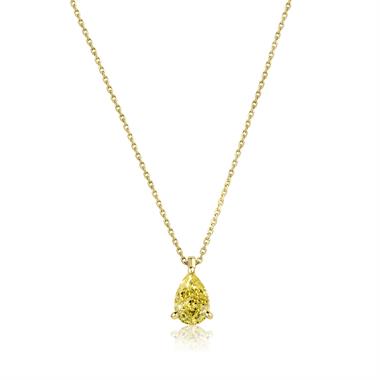 18ct Yellow Gold Pear Solitaire Necklace 0.75ct thumbnail 