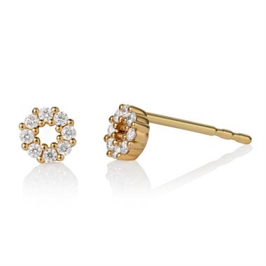 18ct Yellow Gold Circle Design Diamond Stud Earrings thumbnail