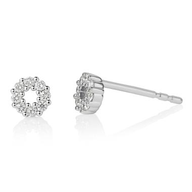 18ct White Gold Circle Design Diamond Stud Earrings 0.16ct thumbnail