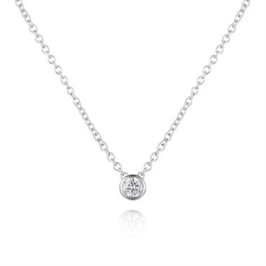 18ct White Gold Diamond Solitaire Necklace 0.10ct thumbnail 