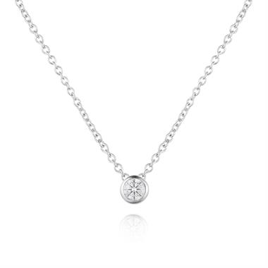18ct White Gold Diamond Solitaire Necklace 0.15ct thumbnail 
