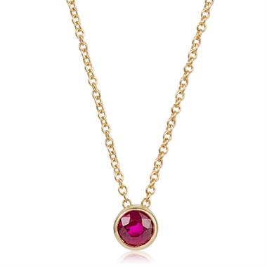 18ct Yellow Gold Ruby Solitaire Necklace thumbnail