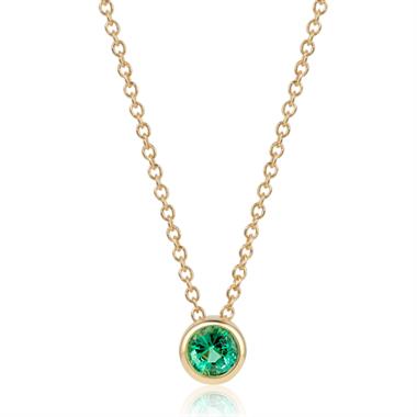 18ct Yellow Gold Emerald Solitaire Necklace thumbnail