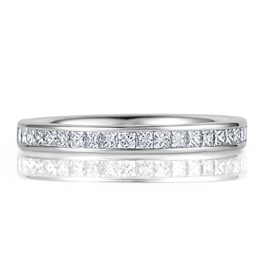 Platinum Princess Cut 0.50ct Diamond Half Channel Ring thumbnail