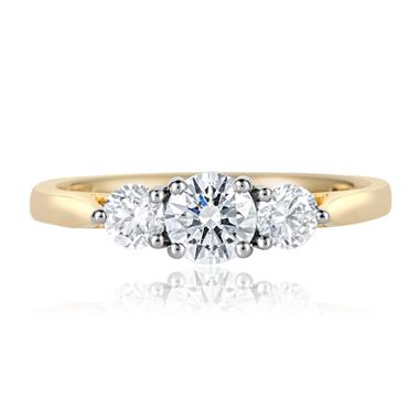 18ct Yellow Gold Diamond Three Stone Engagement Ring 0.70ct thumbnail