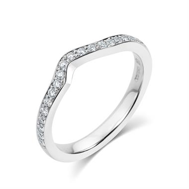 Platinum Diamond Set Shaped Wedding Ring 0.23ct thumbnail 