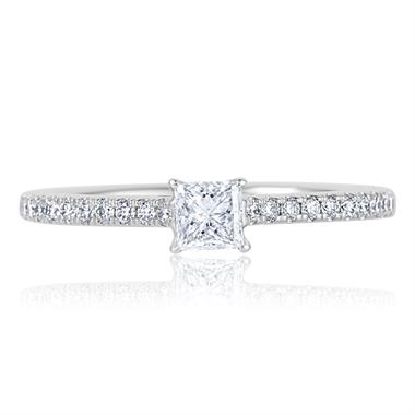 Platinum Princess Cut Diamond Solitaire Engagement Ring 0.58ct thumbnail