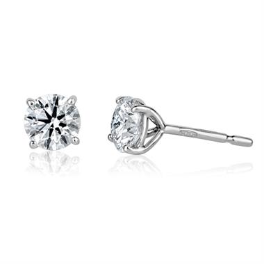 18ct White Gold Diamond Solitaire Stud Earrings 1.40ct thumbnail 
