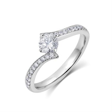 Platinum Contemporary Diamond Twist Channel Set Solitaire Ring thumbnail
