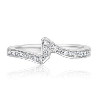 Platinum Diamond Set Shaped Wedding Ring 0.22ct thumbnail