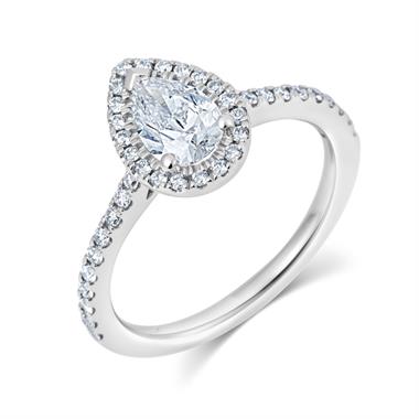 Platinum Pear Shape Diamond Halo Engagement Ring 1.05ct thumbnail 